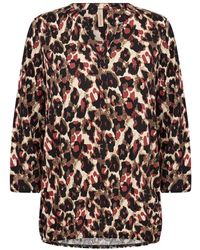 Soya Concept - Rote Bluse Mit Tiermuster Und V-Ausschnitt - Lyst