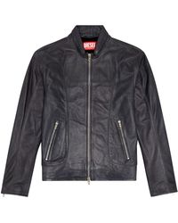 DIESEL - Giacca in pelle con piping - Lyst