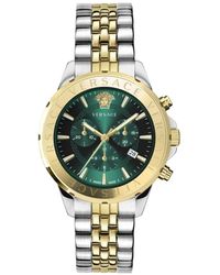 Versace - Chronograph signature quadrante verde orologio in acciaio inossidabile - Lyst