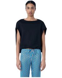 Dries Van Noten - Tops ,Zwart ,Katoen Draped Sleeve Top - Lyst