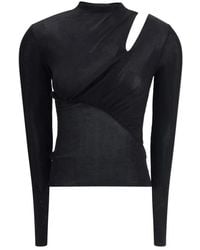 Self-Portrait - Tops ,Zwart ,Cut-Out Viscose Knit Top - Lyst
