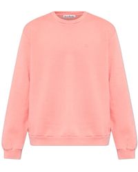 Acne Studios - Hoodies & Sweatvesten ,Roze ,Katoen Fleece Face Logo Sweatshirt - Lyst