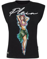 Philipp Plein - Tops ,Zwart ,Katoen T-Shirt Ronde Hals Hawaii - Lyst