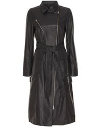 Btfcph - Jassen ,Zwart ,Leer Zwarte Lange Jas Met Asymmetrische Rits - Lyst
