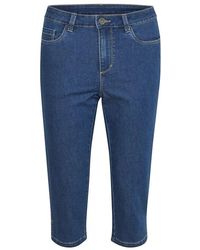 Kaffe - Medium Washed Denim Capri Jeans - Lyst