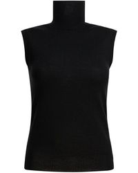 Sportmax - Zwart Gebreide Mock Neck Top Aw25 - Lyst