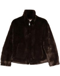 Apparis - Jassen ,Bruin ,Polyester Hoge Kraag Faux Fur Jas - Lyst