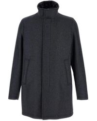 Herno - Carcoat Van Easy Wool En Light Faux Fur - Lyst
