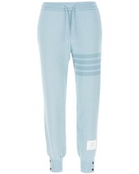 Thom Browne - Broeken ,Blauw ,Katoen Double Face Knit 4-Bar Joggingbroek - Lyst