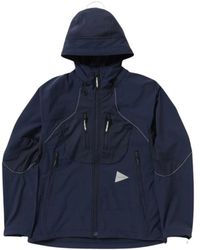and wander - Jassen ,Blauw ,Polyester Marine Stretch Wandelsvest - Lyst