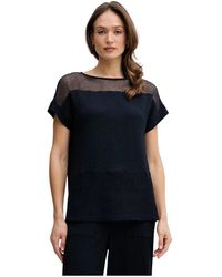 Joseph Ribkoff - Tops ,Blauw ,Polyester Boxy Top Met Bootnek - Lyst
