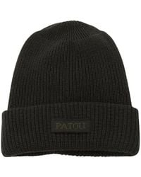 Patou - Gerippte Strickmütze Mit Logo - Lyst