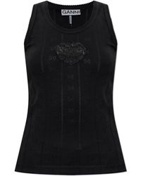 Ganni - Top Met Een Patch - Lyst