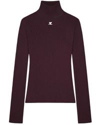 Courreges - Reedition Rib Knit Mockneck Sweater - Lyst