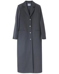 Moschino - Jassen ,Zwart ,Wol Lange Wollen Jas Met Contrastknopen - Lyst