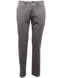BRIGLIA - Schmale Passform Graue Texturierte Baumwollhose - Lyst