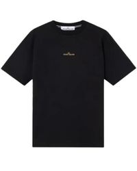 Stone Island - Zwart Katoenen T-Shirt Met Logo - Lyst