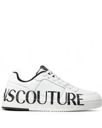 Versace - Sneakers in pelle bianca con logo nero a contrasto - taglia 39 - Lyst