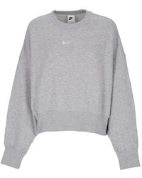 Nike - Sudadera Recortada Con Cuello Redondo Para Mujer W Sportswear Phoenix Fleece Cuello Redondo Extragrande - Lyst