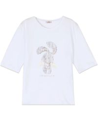 Oltre - Tops ,Wit ,Katoen Jersey T-Shirt Met Applicaties - Lyst
