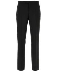 Versace - Broeken ,Zwart ,Wol Stijlvolle Zwarte Wollen Broek - Lyst