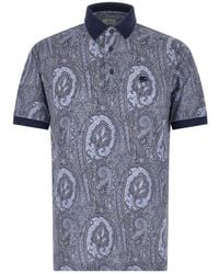 Etro - Piqué Polo Shirt Van Katoen Met Arnica-Motief - Lyst