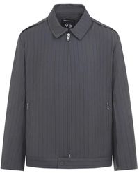 Y-3 - Jassen ,Grijs ,Wol Pinstripe Refined Wool Ut Blouson - Lyst