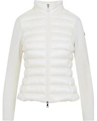 Moncler - Witte Wollen Jas Met Vereninzet - Lyst
