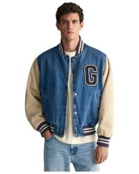 GANT - Jassen ,Blauw ,Denim Denim University Bomberjack - Lyst