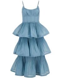 Zimmermann - Geplooide Midi-Jurk Met Stroken - Lyst