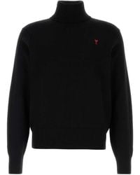 Ami Paris - Truien & Vesten ,Zwart ,Wol Ami De Coeur Coltrui - Lyst