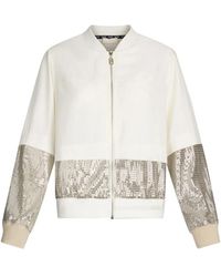 Liu Jo - Sequin Bomber Jacket Ivory Glamour - Lyst