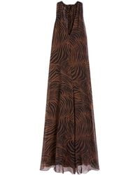 Max Mara - Kleedjes ,Bruin ,Chiffon Silk Chiffon Maxi Jurk - Lyst