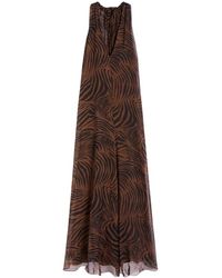 Max Mara - Kleedjes ,Bruin ,Chiffon Silk Chiffon Maxi Jurk - Lyst