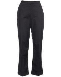 Aspesi - Broeken ,Zwart ,Katoen Slim Cotton Gabardine Cropped Broek - Lyst