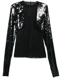 Rick Owens - Overhemden ,Zwart ,Pailletten Top Met Pailletten - Lyst