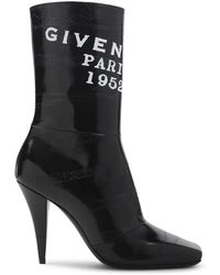 Givenchy - Schoenen ,Zwart ,Leer Sliced Square Tape Enkellaarsjes - Lyst