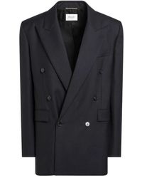 Saint Laurent - Jassen ,Blauw ,Wol Lange Jas - Lyst