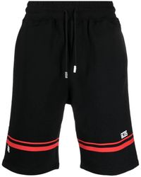 Gcds - Shorts neri con stampa logo e dettagli a righe - Lyst