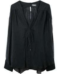 Dondup - Chiffon Blouse Met Omgeslagen Mouwen - Lyst