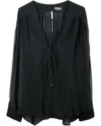 Dondup - Chiffon Blouse Met Omgeslagen Mouwen - Lyst