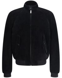 Prada - Wildleder Bomberjacke Mit Hohem Kragen - Lyst