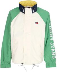Tommy Hilfiger - Jassen ,Veelkleurig ,Polyester Kleur Blok Windjack Kustgroen - Lyst
