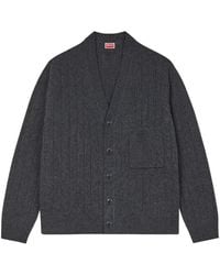 KENZO - Truien & Vesten ,Grijs ,Wol Grijze Wollen Vest - Lyst
