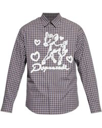 DSquared² - Overhemden ,Grijs ,Katoen Printed Shirt - Lyst