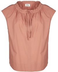 Ottod'Ame - Rosa popeline-bluse mit tropfen-ausschnitt - Lyst