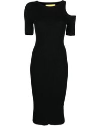 Aeron - Geripptes Cut-Out Schwarzes Midi-Kleid - Lyst
