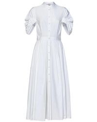 McQueen - Weiße baumwollkleid mit darin kragen und plissiertem rock - Lyst