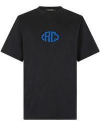 Roberto Cavalli - Tops ,Zwart ,Katoen Monogram Katoenen T-Shirt Ronde Hals Korte Mouwen - Lyst