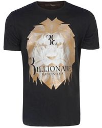Billionaire - Magliette nera con stampa logo in cotone - Lyst